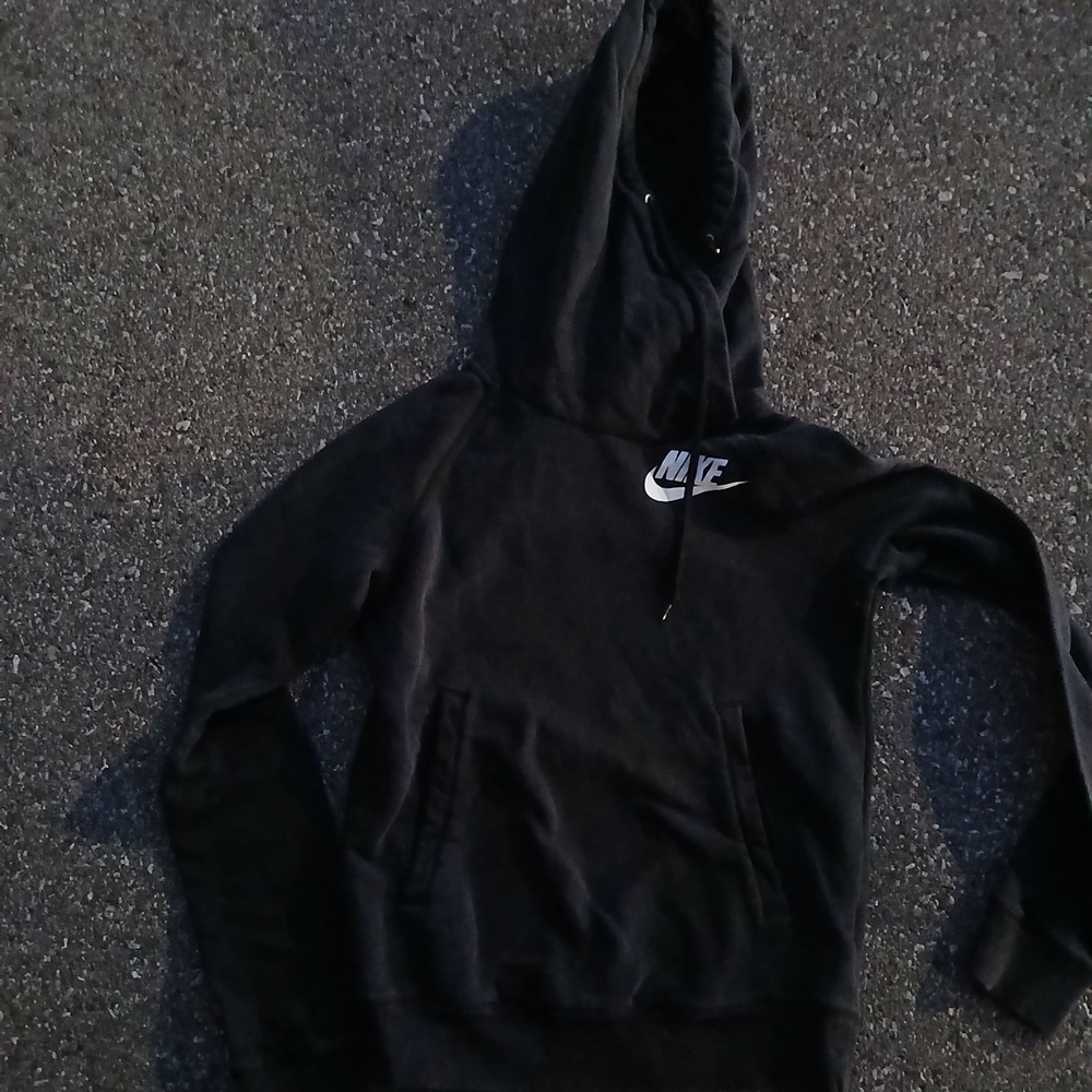 Nike Hoodie Mens XS Black Pullover Fleece Sweatshirt Small Swoosh Logo